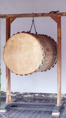 Bedug, a traditional musical instrument in the mosque in Indonesia that is used to call people to...
