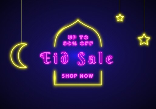 Eid Sale With Neon Style