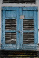 old blue wooden door