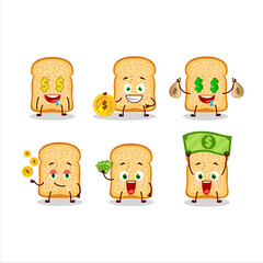 Bread toast cartoon character with cute emoticon bring money