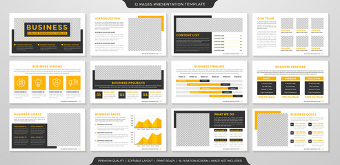set of business presentation template design with minimalist and modern concept style use for business annual report