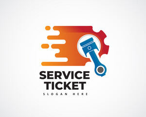 fast service ticket service machine logo symbol design illustration