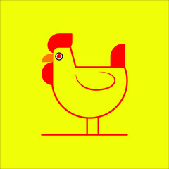 Cute little chicken,hen, rooster icon,logo, symbol vector illustration.
