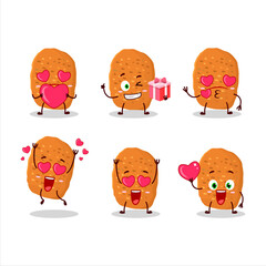 Chicken nugget cartoon character with love cute emoticon
