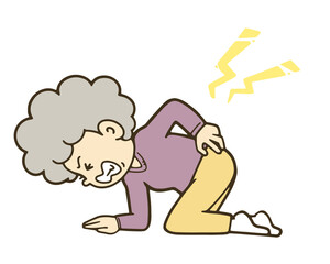 腰を痛めたシニア女性のイラスト