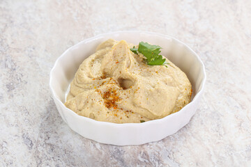 Traditional Jewish Hummus with olive oil
