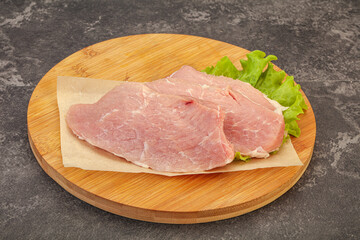Raw pork steak for cooking