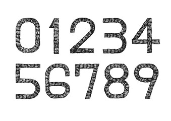 数字 文字 手書き フォント　ベクター セット