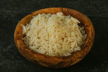 Steamed basmati rice in the bowl