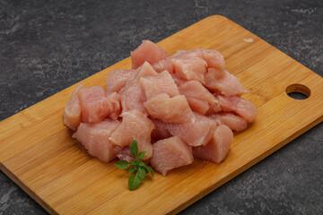 Raw diced chicken for cooking