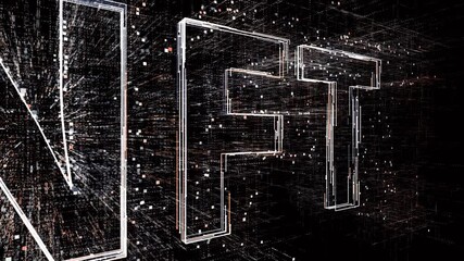 4k NFT Animated Tag Word Cloud;Matrix binary computer code text design animation;important Related terms about block chain. - Powered by Adobe