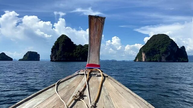 Timelapse long tail boat in koh yao yai islands, phuket and krabi provinces, Thailand