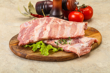 Raw pork ribs for cooking