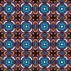 Seamless pattern with stylized cornflowers on a black background. Vector illustration