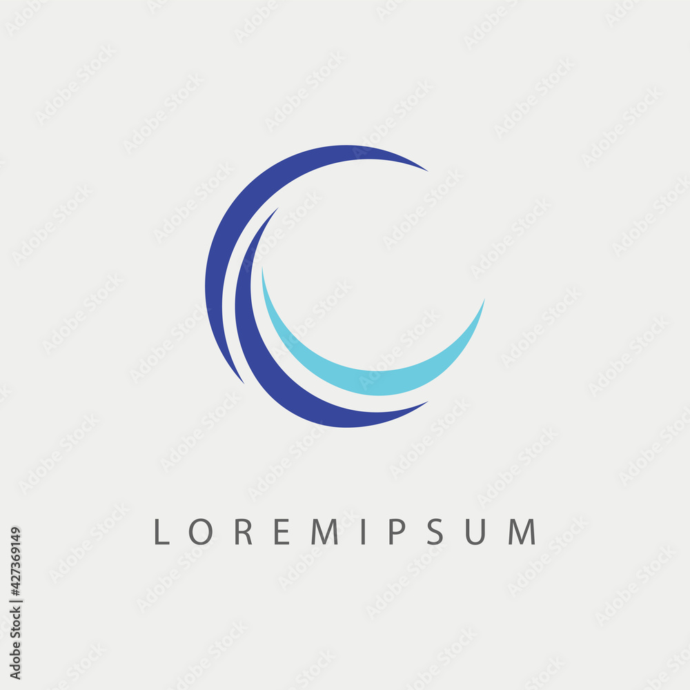 Fototapete c letter circular logo design template. slash circular icon line art vector