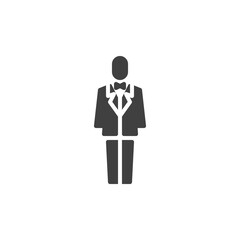 Groom in tuxedo vector icon