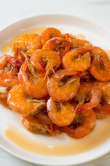 Sweet shrimps is Thai dish which cooks with fish sauce and sugar