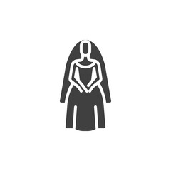 Bride in wedding dress vector icon
