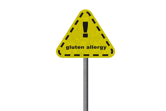 yellow gluten allergy hazard sign. illustration on white background