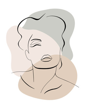 recommend clip art: Fashion lineart portrait of young beautiful woman