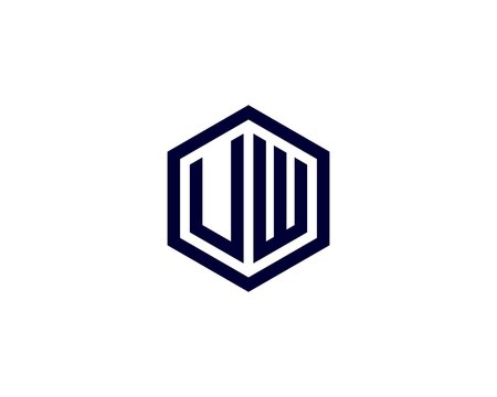 UW WU letter logo design vector template