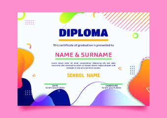 colorful graduation certificate template free vector