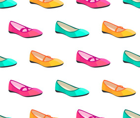 Seamless pattern with stylized woman shoes. Pretty endless texture for your design.