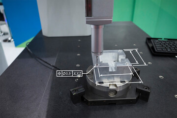 operator inspection high precision part by CMM coordinate measuring machine