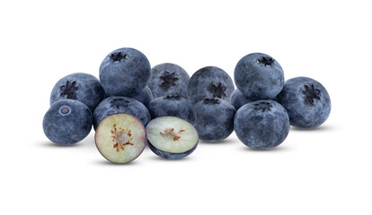 Blueberry fruit isolated on white background.