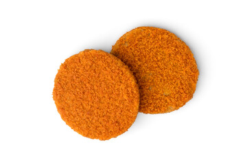 Fish burgers isolated on white background. Top view.