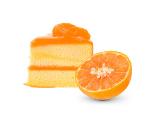 orange cake isolated on whit background.