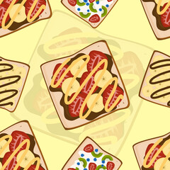 Sandwiches Seamless Pattern Vector