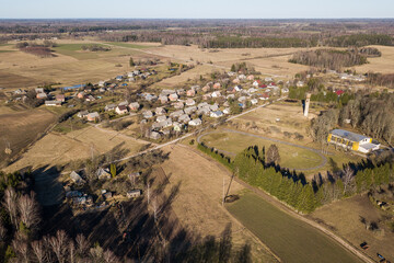 Obraz premium Aerial view of village Varme, Latvia.