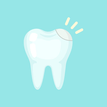 Filling tooth, cute colorful vector icon illustration. Cartoon flat isolated image
