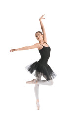 Obraz premium Beautiful young ballerina on white background