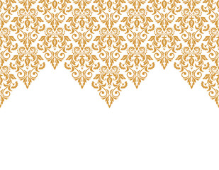 Wallpaper in the style of Baroque. Modern vector background. White and gold floral ornament. Graphic pattern for fabric, wallpaper, packaging. Ornate Damask flower ornament