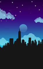 Night City Silhouette Vector