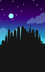 Night City Silhouette Vector