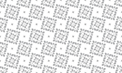 Flower geometric pattern. Seamless vector background. White and gray ornament.