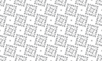 Flower geometric pattern. Seamless vector background. White and gray ornament.