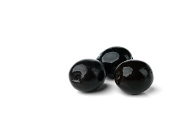 Black olives isolated on white background.