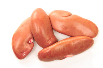Pig kidney on a white background