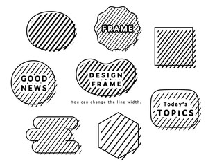 ポップな斜線のフレームのセット　背景　ストライプ　枠　装飾　飾り　タイトル