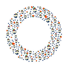 Frame template with cupcakes, strawberries and blueberries. Background with place for your text. Isolated on white background. Vector