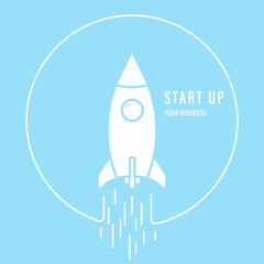 Business startup rocket launching vector creative illustration	