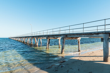 Iconic Marion Bay jetty at sunset during the summer season, Yorke Peninsula, South Australia