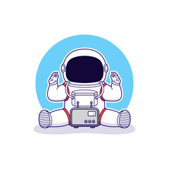 Cute astronaut with radio communication logo