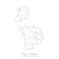 Vector map of Macau with trendy triangles design polygonal abstract. Vector illustration eps 10