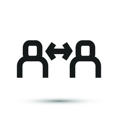 Social distancing icon. Isolated vector distance symbol. Simple pictogram for mobile concept and web apps. Vector line icon isolated on a white background.