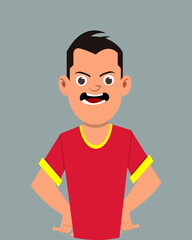 Teenager annoyed facial expression vector illustration. Young businessman character expression for design, motion or animation.